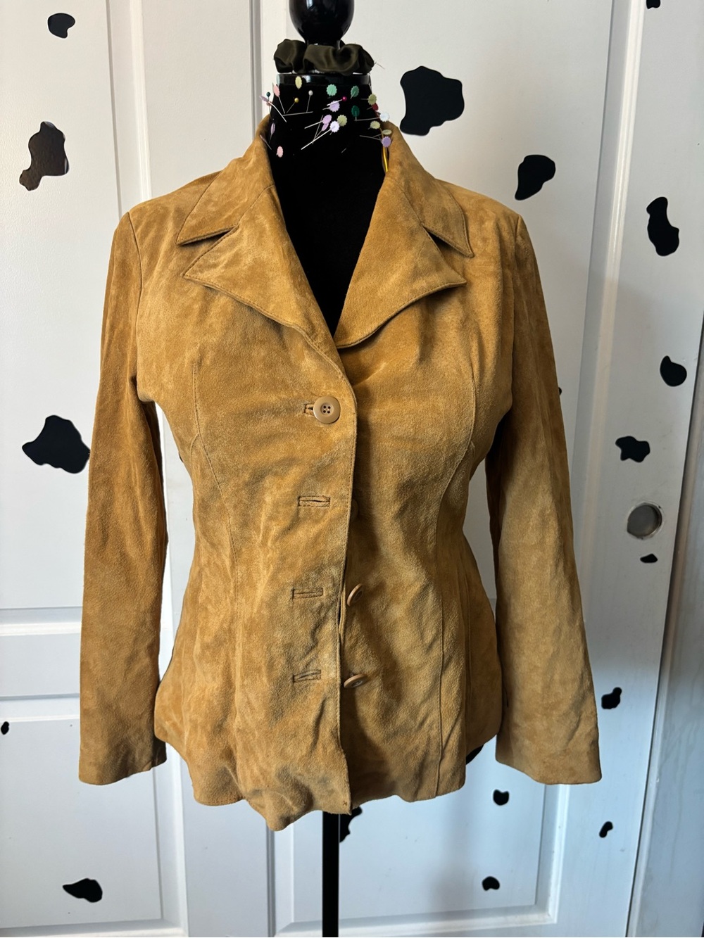Wilsons Leather Suede Blazer Jacket in Mustard Tan